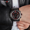 RISTOS 9341 Multifunction Leather Watches Men Fashion Sport Quartz Watch Reloj Masculino Hombre Digital Analog LED Wristwatch